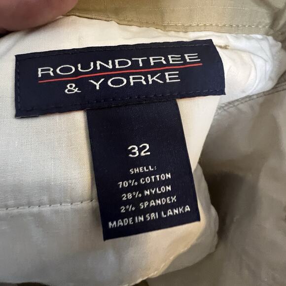 Roundtree & Yorke Classic Fit Shorts Men's 32 Flat Front Chino Beige Ripstop NWT - Picture 8 of 9